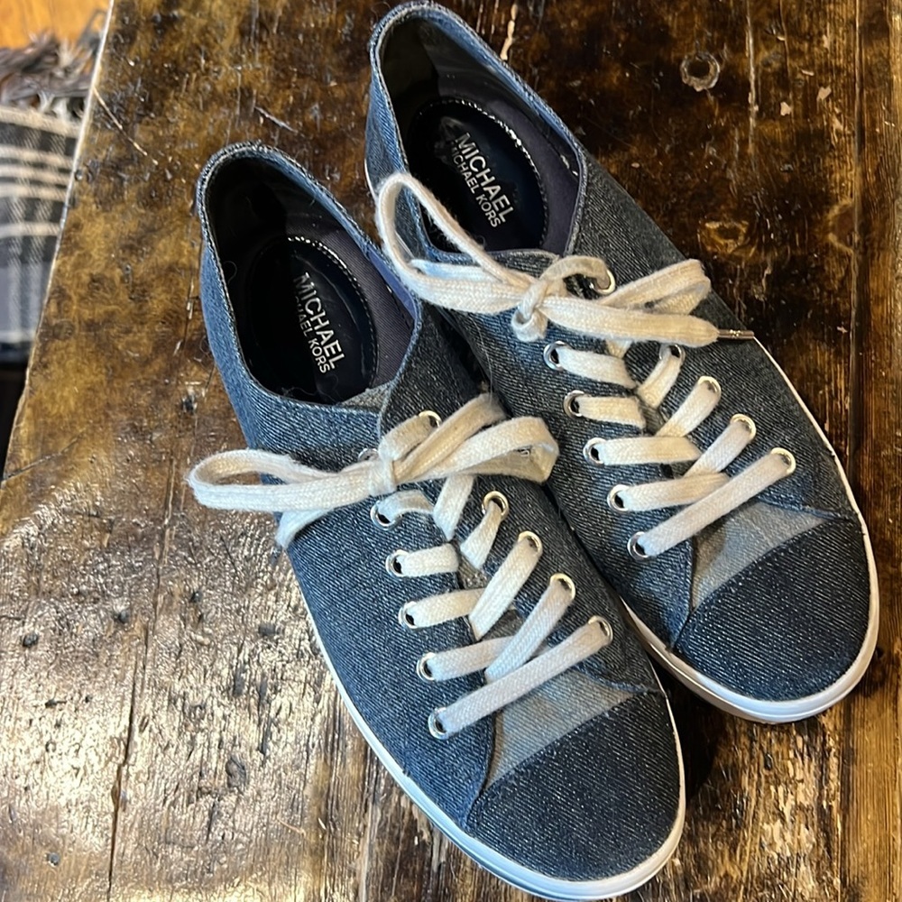 Michael Kors Women’s Ronnie Platform Sneakers Blue Denim Sz 7.5,  Indigo - Picture 5 of 16